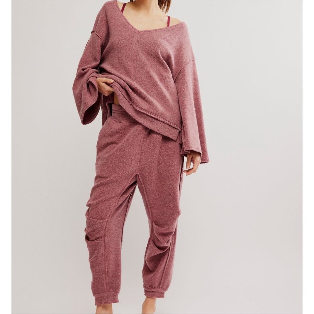 NWT FREE PEOPLE (2PC) Day Off Pullover/Fleece Jogger Set Wild Ginger SZ: M - Picture 2 of 13